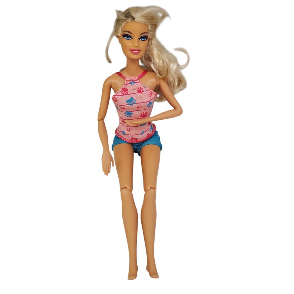 Barbie Suds and Hugs Pups Articulated Doll Arm Moves Blonde Hair Blue Eyes